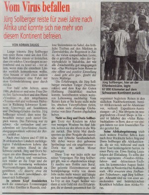  18.05.1995 - Biel-BienneVom Virus befallen - Jürg Sollberger reiste für 2 Jahre nach Afrika ...