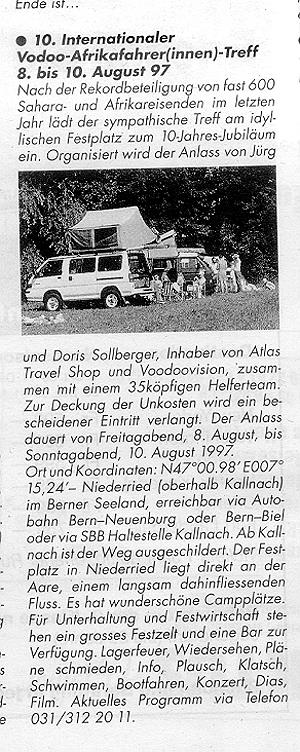  23.07.1997 - Globetrotter-Magazin10. Int. Voodoo-Afrika-Treff