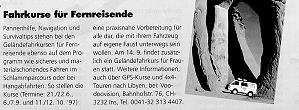  16.11.1997 - 4-Wheel FunFahrkurse für Fernreisende