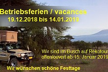 Betriebsferien 19.12.2018 bis 14.01.2019