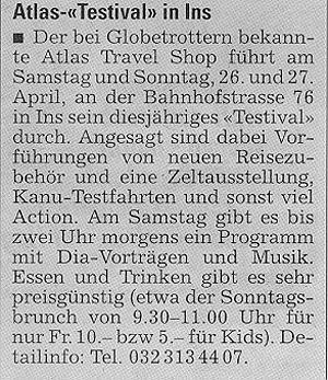  24.04.1997 - Berner TagblattAtlas Testival in Ins