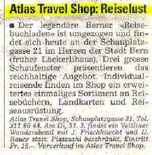 26.03.1998 - Berner TagblattAtlas Travel Shop: Reiselust!