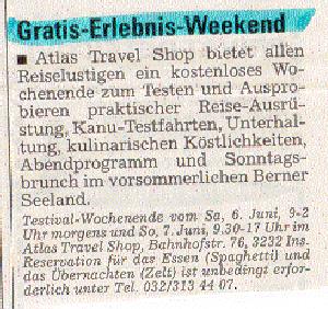  28.05.1998 - Berner TagblattErlebnis Weekend - Testival!