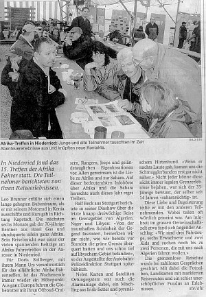  13.08.2002 - Berner ZeitungIn Niederried fand das 15. Treffen der Afrika-Fahrer statt